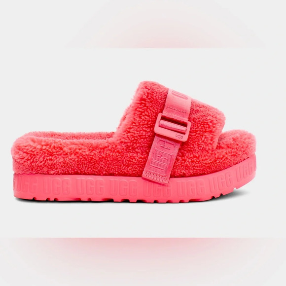 UGG Fluffita Slides. Size 7.  Hot Pink. GUC! SOLD OUT ONLINE - Picture 1 of 12